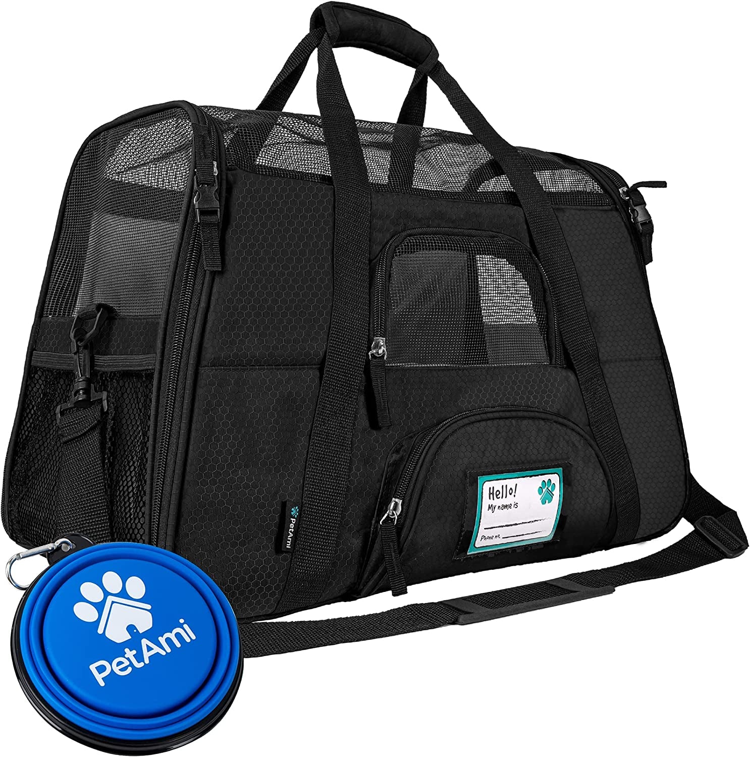 Airline Approved Pet Carrier for Cat, Soft Sided Dog Carrier for Small Dogs, Cat Travel Supplies Accessories for Indoor Cats, Ventilated Pet Carrying Bag Medium Large Kitten Puppy, Large Black