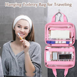 Clear Hanging Toiletry Bag – Waterproof & Double-Layered (Pink)